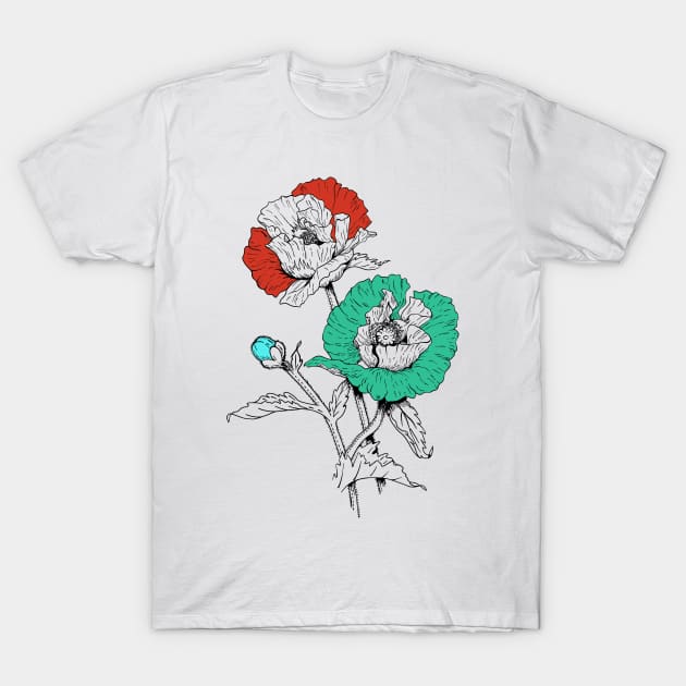 Modern Flower Retro T-Shirt by RetroandMangaarts